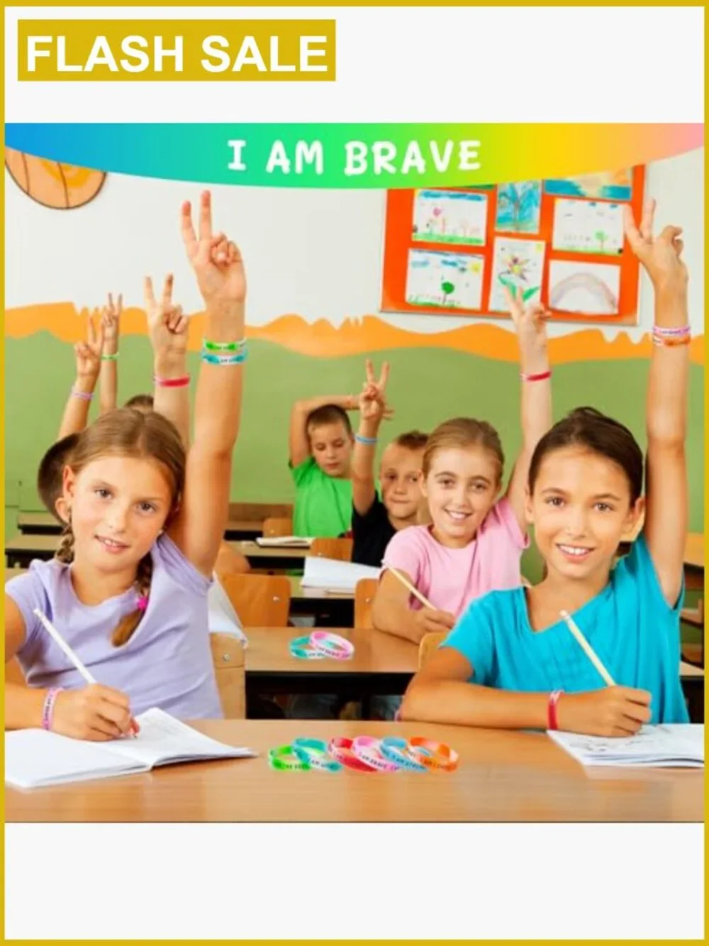 20 Inspirational Wristbands Rubber Bracelets Motivational for Kids Students